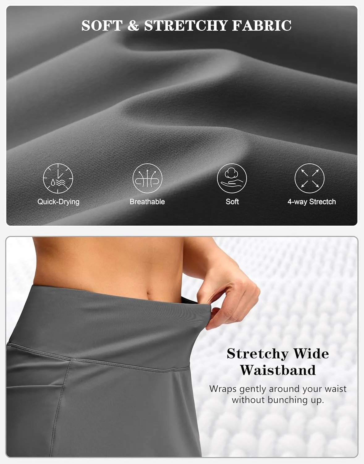 Women's Golf Skirts Skort 4 Side Pockets High Waisted Stretchy Tennis Skirt with Short Athletic Casual
