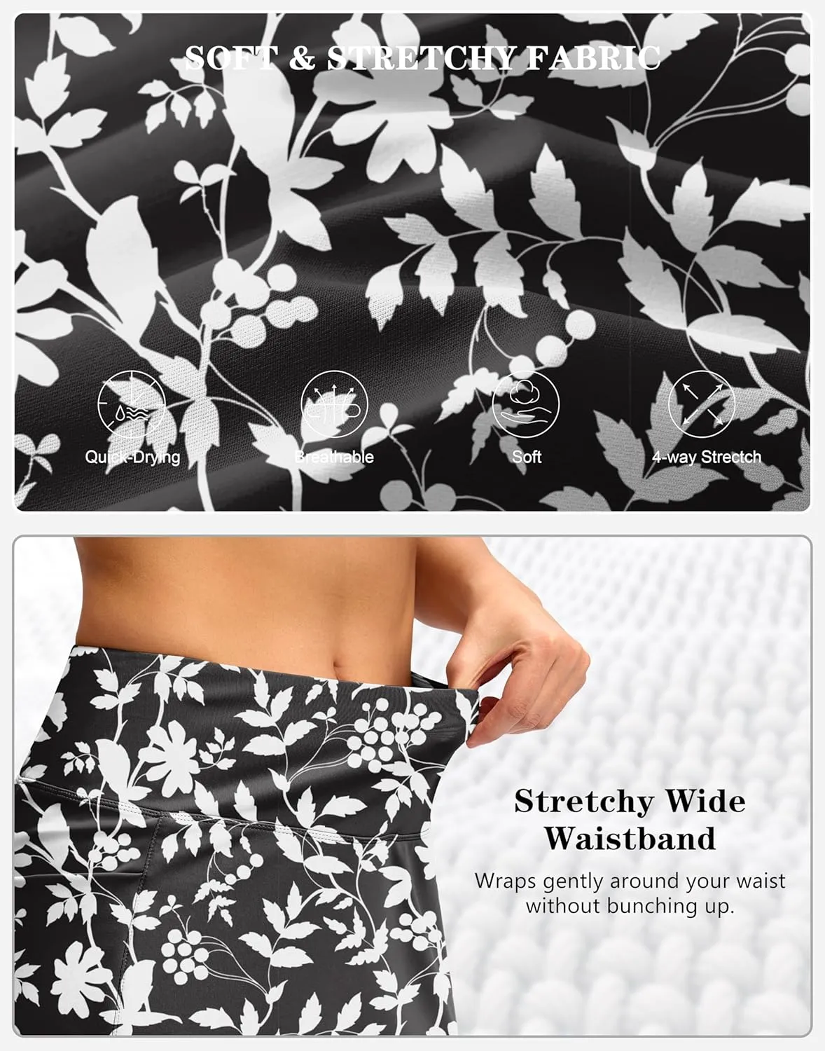 Women's Golf Skirts Skort 4 Side Pockets High Waisted Stretchy Tennis Skirt with Short Athletic Casual