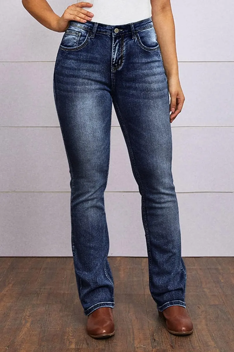 Women's Jeans 90s Mid Rise Bootcut High Stretch Boot Cut Denim Pants Pantalones De Mujer
