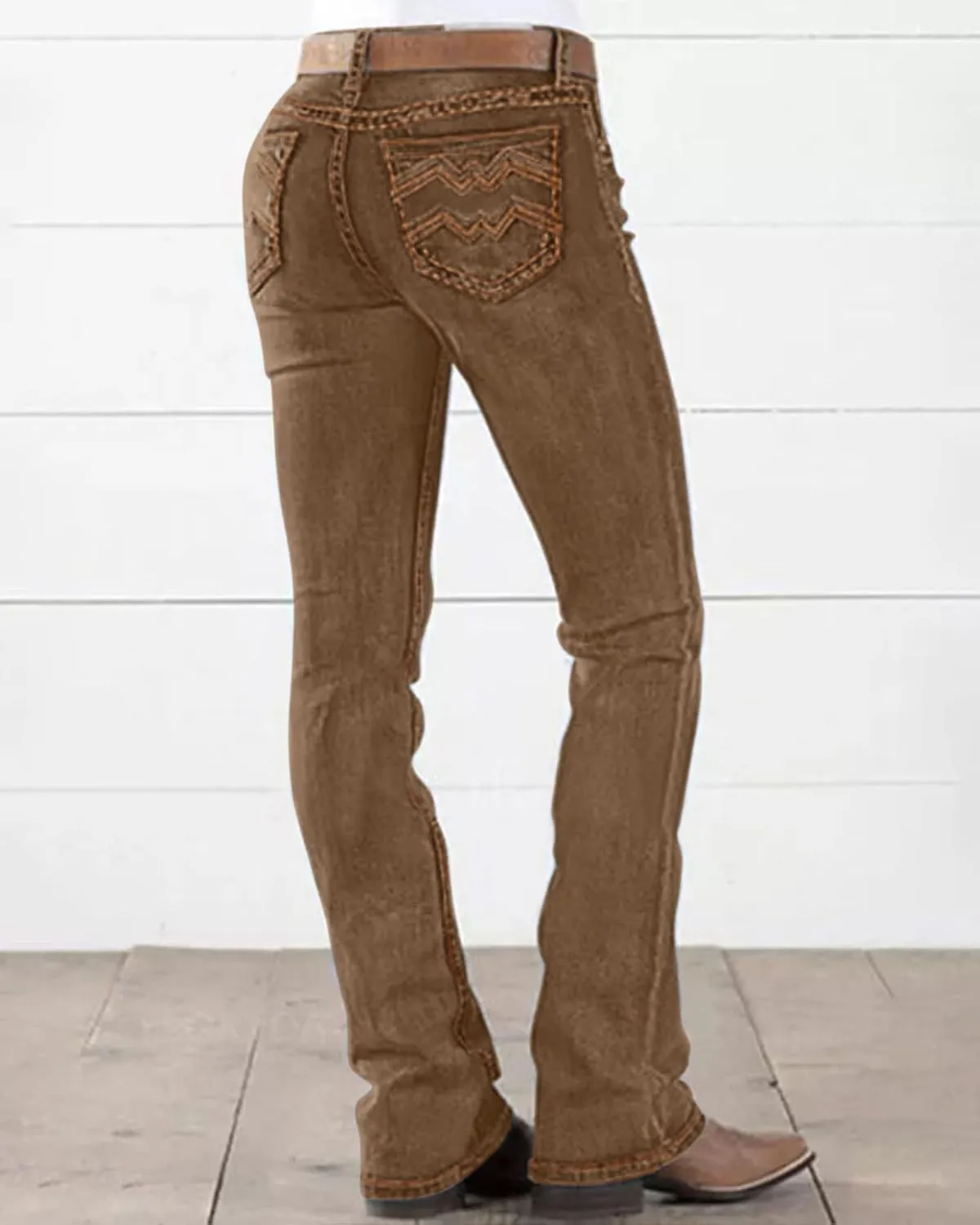 Women's Jeans 90s Mid Rise Bootcut High Stretch Boot Cut Denim Pants Pantalones De Mujer