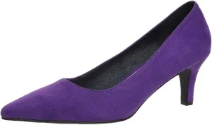 Women's Kitten Heels Dress Shoes Pointed Toe Suede Pumps Mid Heel Comfortable Slip On Party Dress Shoes