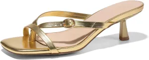 Women's kitten heels square toe flip flop mule heels dressy comfort 1.97 inches low sandal buckle cute sexy thong mules