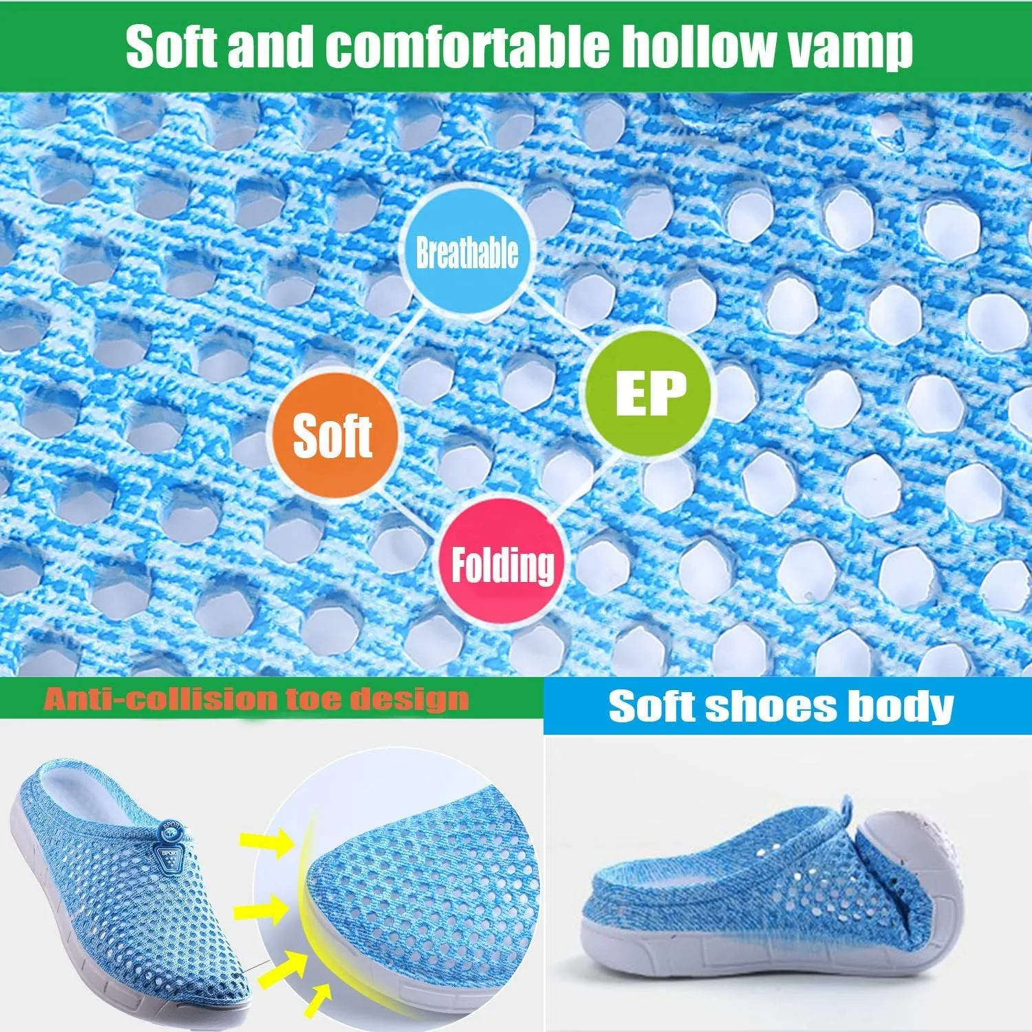 Womens Mens Bathroom Garden Non-slip Hole Breathable Lightweight Sandals Unisex Beach Quick Drying Sandals Couple Indoor/Outdoor Slippers