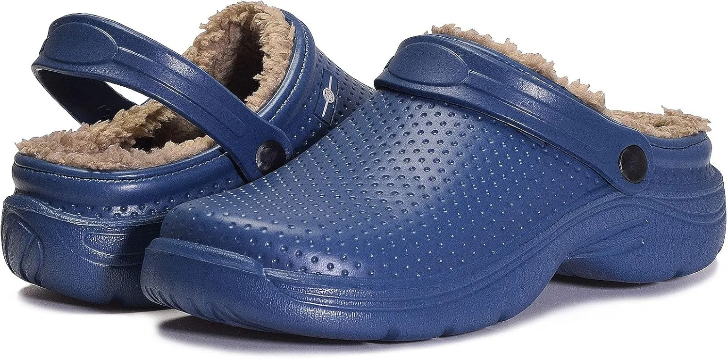 Womens Mens Fur Lined Clogs Waterproof Garden Shoes Winter Warm House Slippers Indoor Outdoor Mules