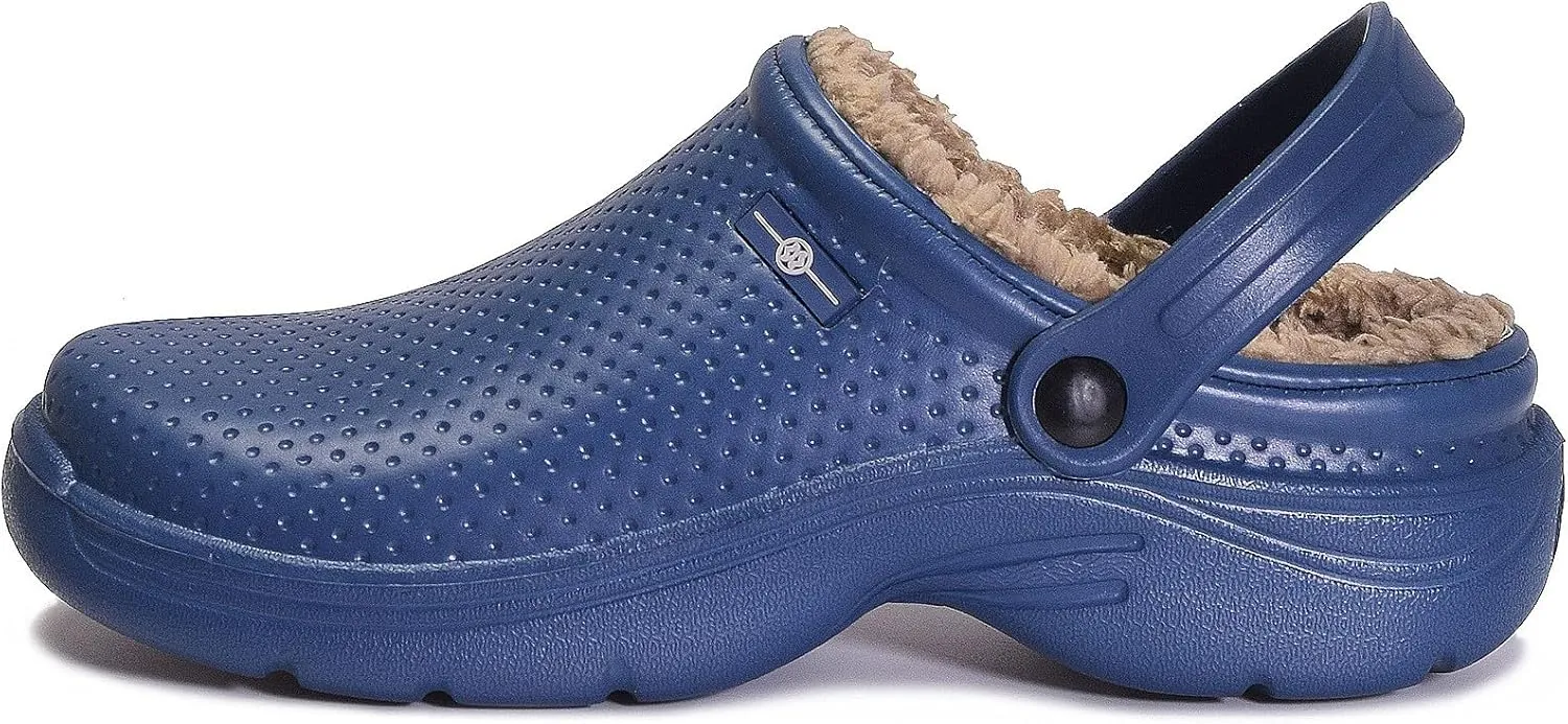 Womens Mens Fur Lined Clogs Waterproof Garden Shoes Winter Warm House Slippers Indoor Outdoor Mules