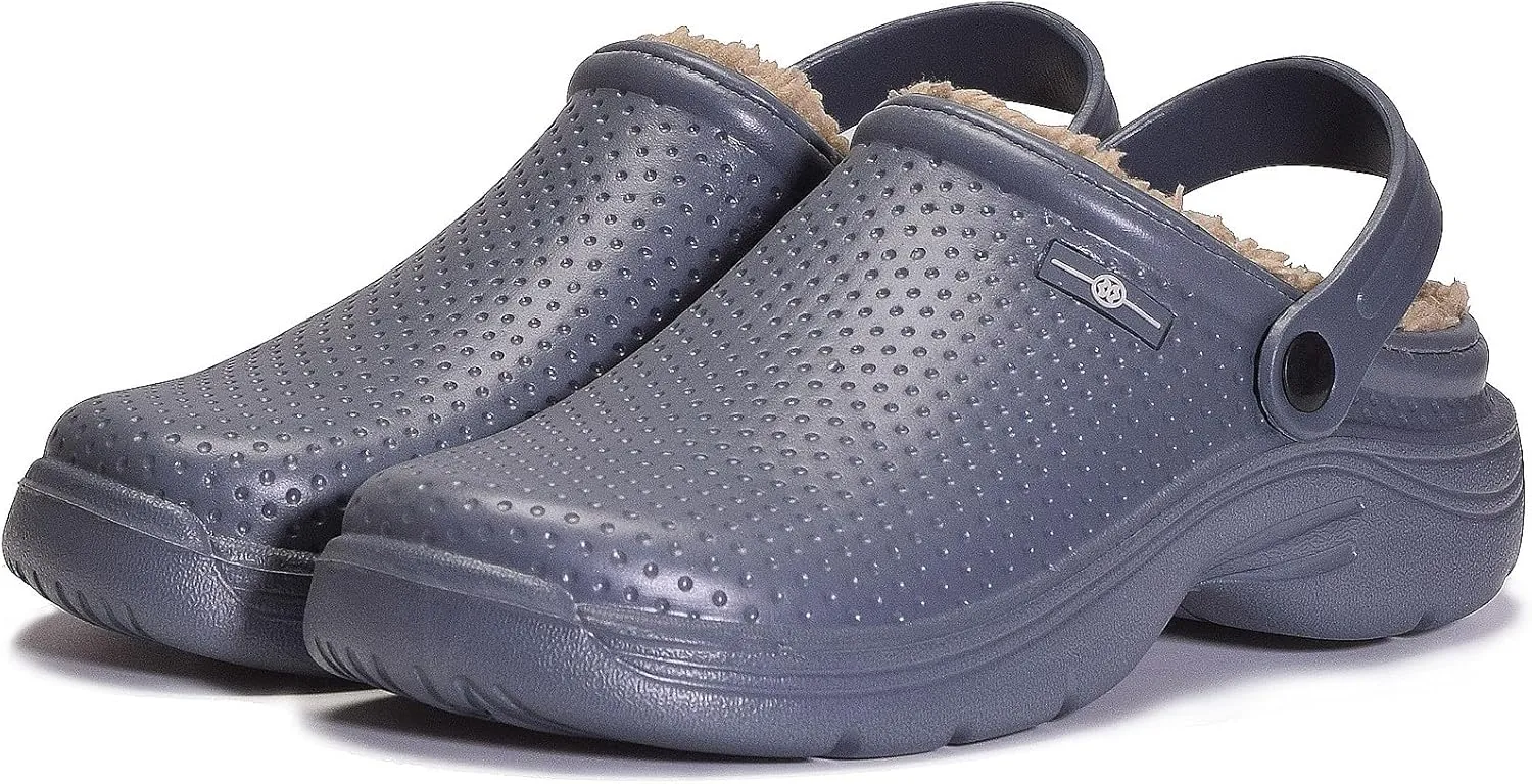 Womens Mens Fur Lined Clogs Waterproof Garden Shoes Winter Warm House Slippers Indoor Outdoor Mules