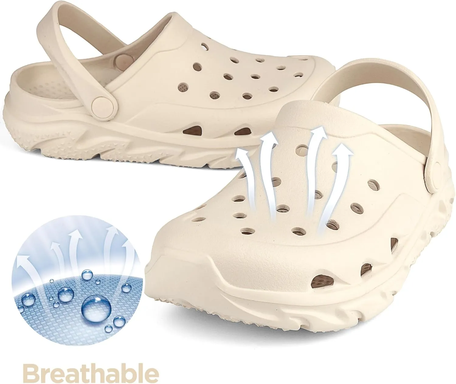 Womens Mens Garden Clogs Shoes丨Unisex Comfort Slip-on Shower Slide Sandals丨Summer Outdoor Beach Pool Slippers丨Arch Support丨Quick-Dry Water Shoes