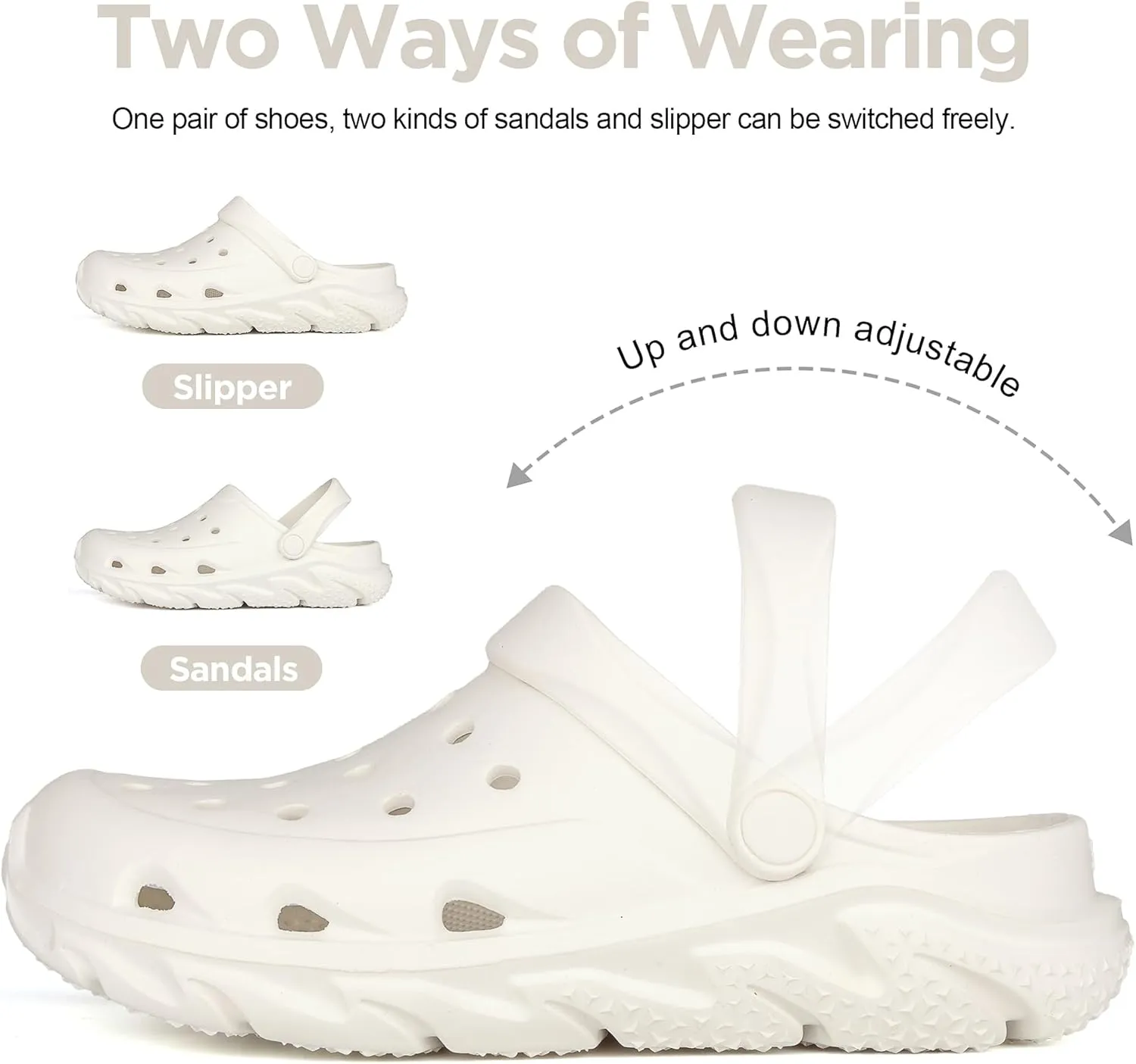 Womens Mens Garden Clogs Shoes丨Unisex Comfort Slip-on Shower Slide Sandals丨Summer Outdoor Beach Pool Slippers丨Arch Support丨Quick-Dry Water Shoes