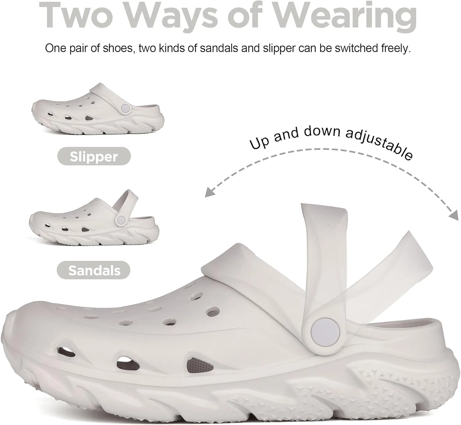 Womens Mens Garden Clogs Shoes丨Unisex Comfort Slip-on Shower Slide Sandals丨Summer Outdoor Beach Pool Slippers丨Arch Support丨Quick-Dry Water Shoes