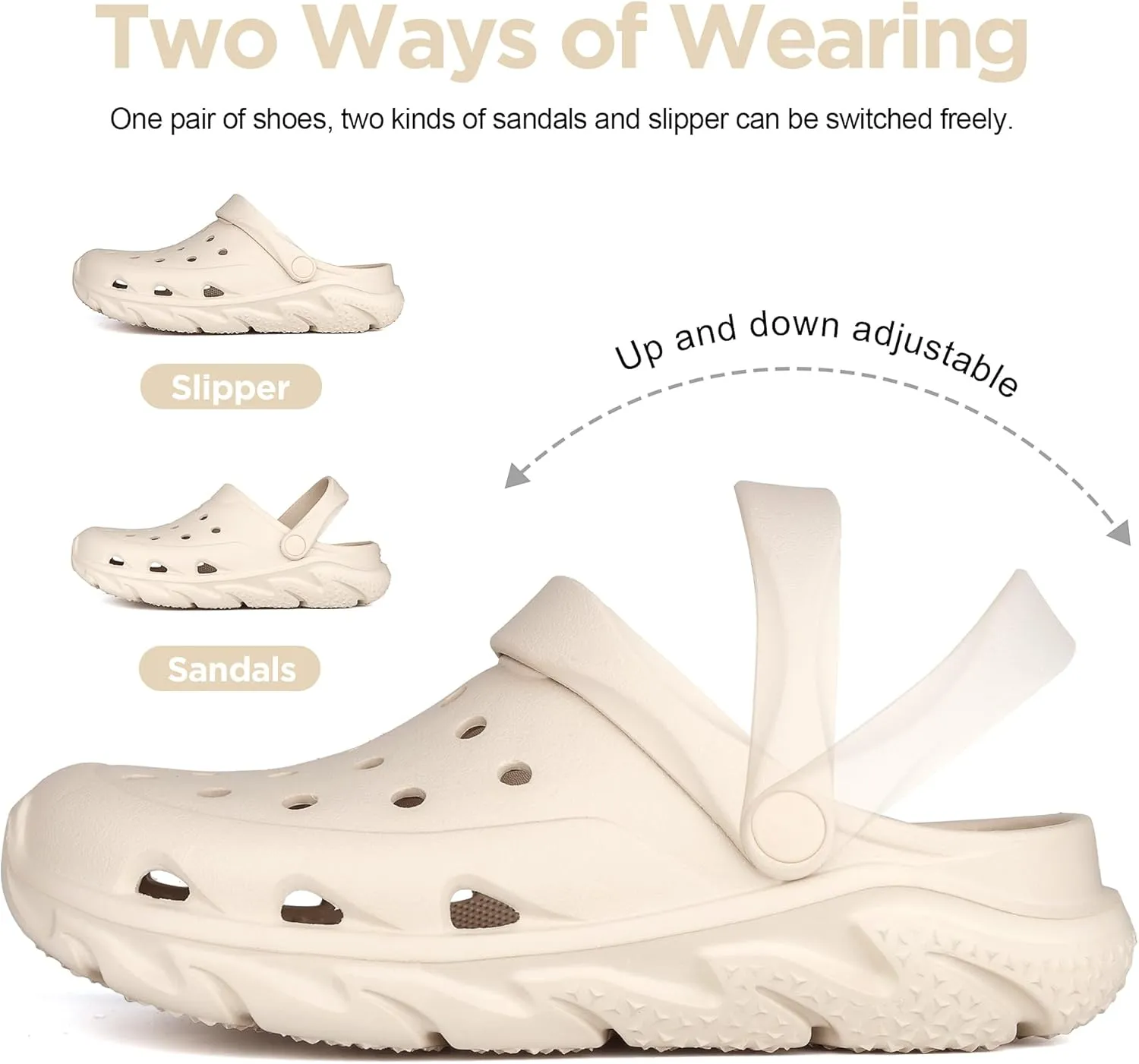 Womens Mens Garden Clogs Shoes丨Unisex Comfort Slip-on Shower Slide Sandals丨Summer Outdoor Beach Pool Slippers丨Arch Support丨Quick-Dry Water Shoes