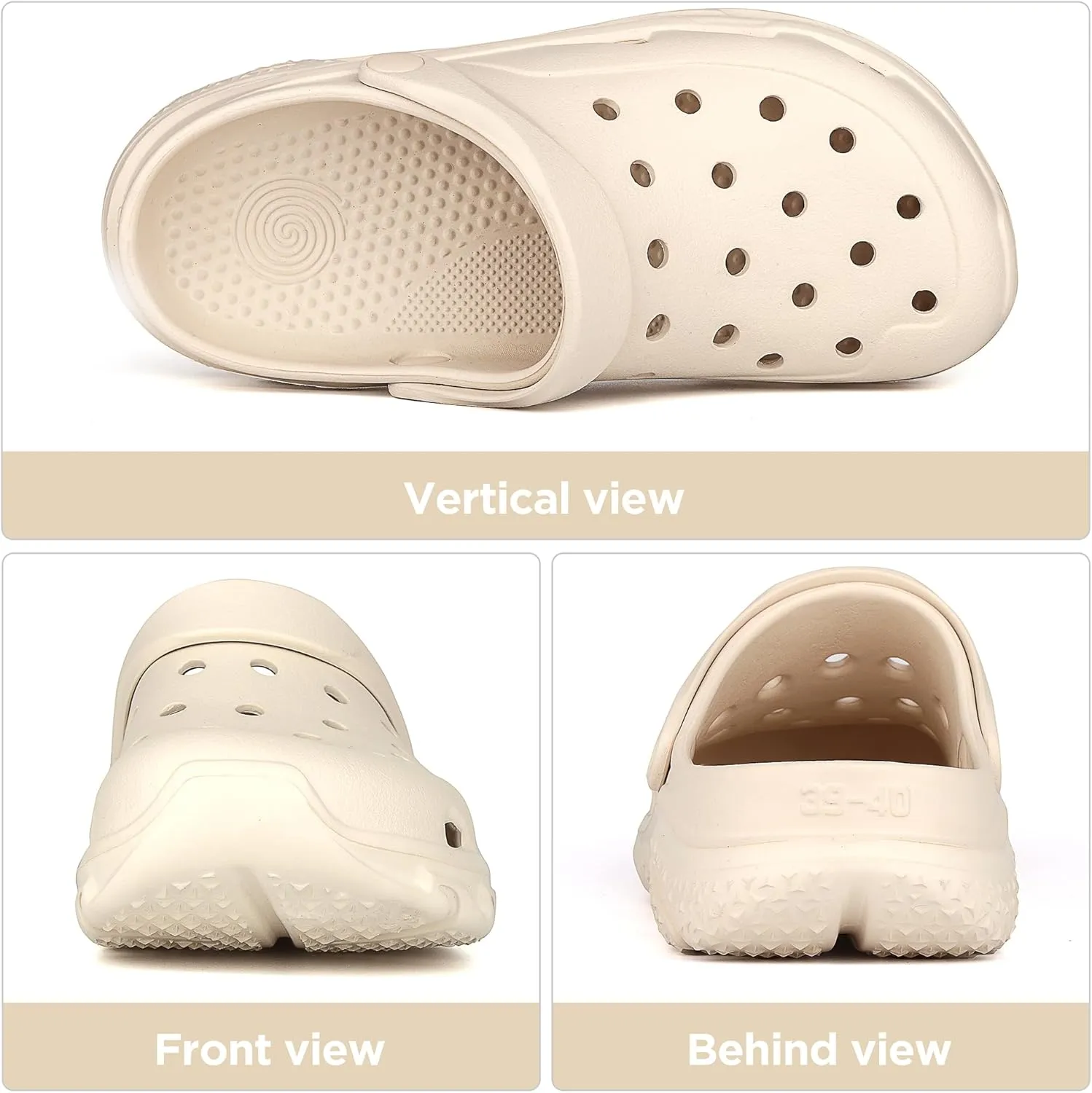 Womens Mens Garden Clogs Shoes丨Unisex Comfort Slip-on Shower Slide Sandals丨Summer Outdoor Beach Pool Slippers丨Arch Support丨Quick-Dry Water Shoes