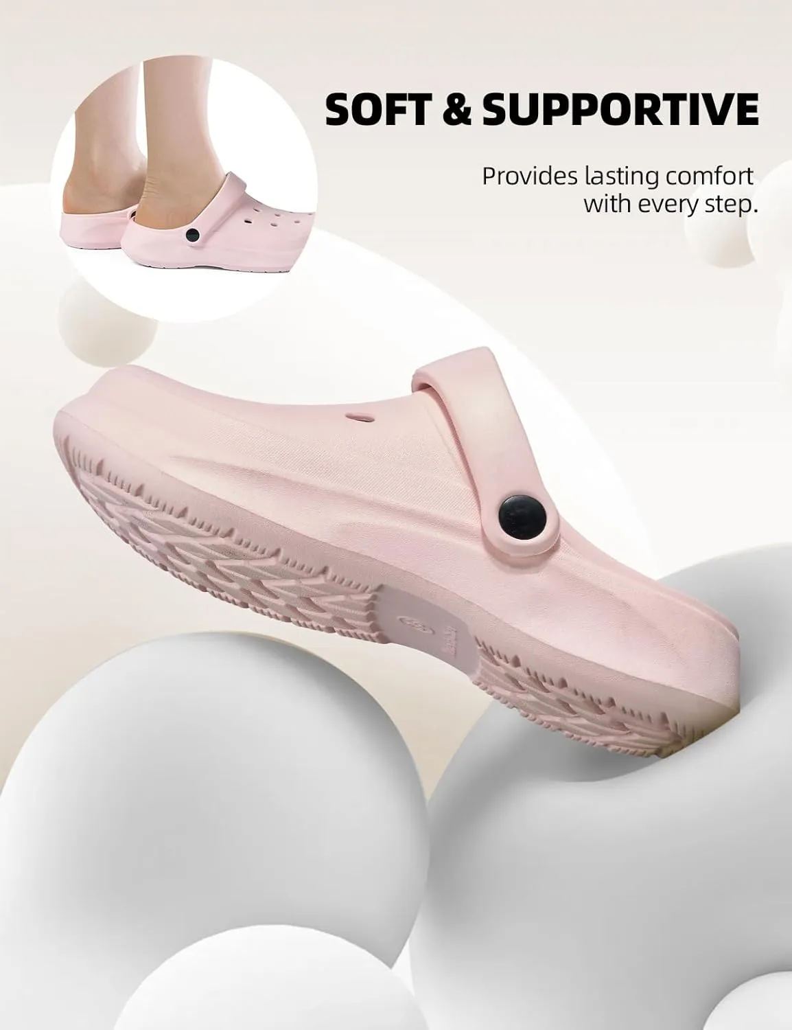 Womens Mens Garden Clogs with Arch Support Slip-On Work Shoes, Quick-Dry Water Sandals, Casual Comfortable Slippers