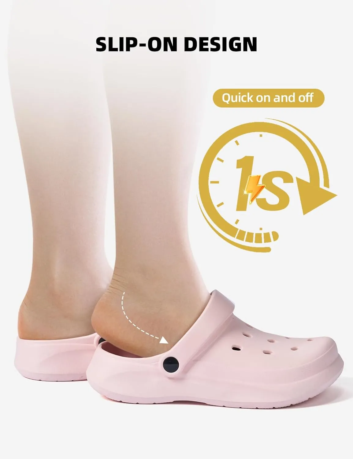 Womens Mens Garden Clogs with Arch Support Slip-On Work Shoes, Quick-Dry Water Sandals, Casual Comfortable Slippers