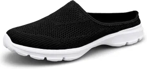 Women's Orthopedic Arch Support Backless Slippers,Slip-On Platform Sneakers,Breathable Knitted Mesh Round-Toe Mules,Non-Slip Lightweight Soft Sole Garden Clogs