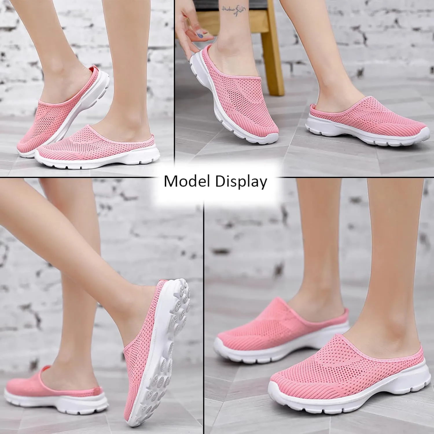 Women's Orthopedic Arch Support Backless Slippers,Slip-On Platform Sneakers,Breathable Knitted Mesh Round-Toe Mules,Non-Slip Lightweight Soft Sole Garden Clogs