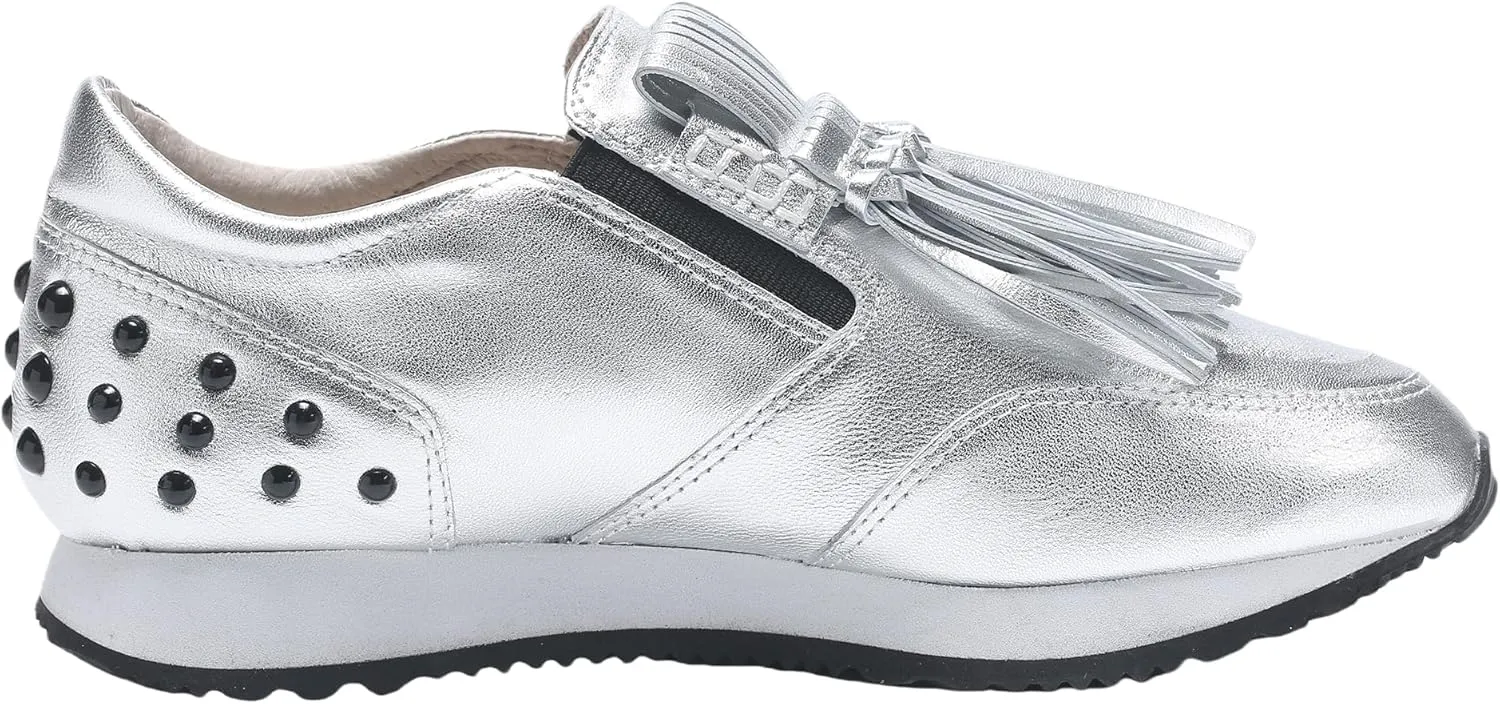 Women's Platform Sneakers Classic Vintage Tassels Round Toe Loafers Casual Slip On Walking Dressy Shoes