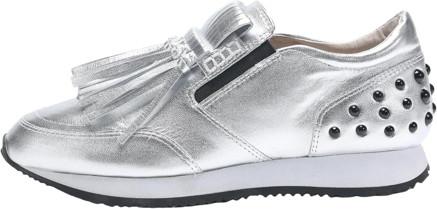 Women's Platform Sneakers Classic Vintage Tassels Round Toe Loafers Casual Slip On Walking Dressy Shoes