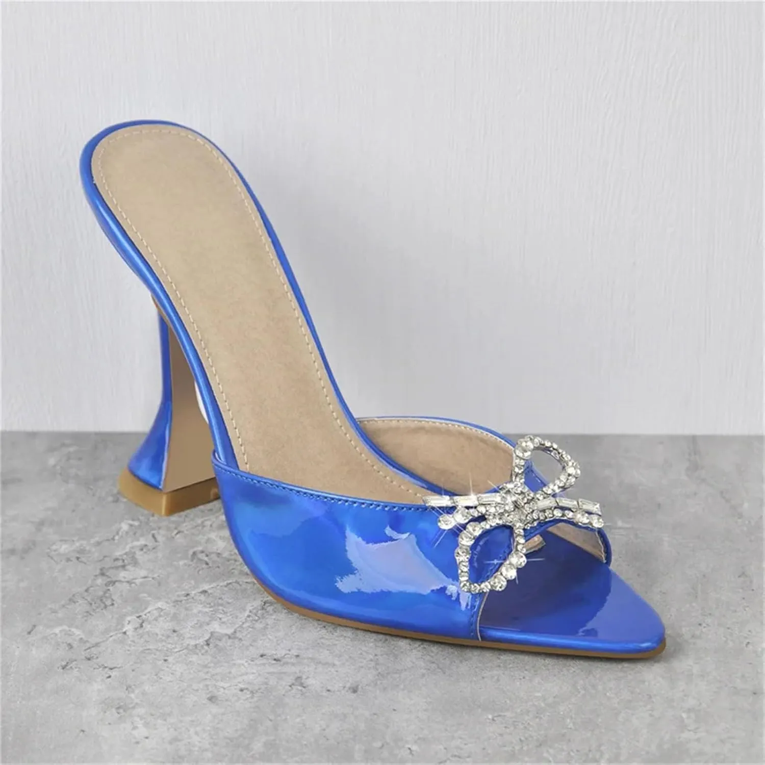 Women's Pointed Peep Toe Crystal Butterfly-Knot Sandals - Transparent Strange Style High Heels