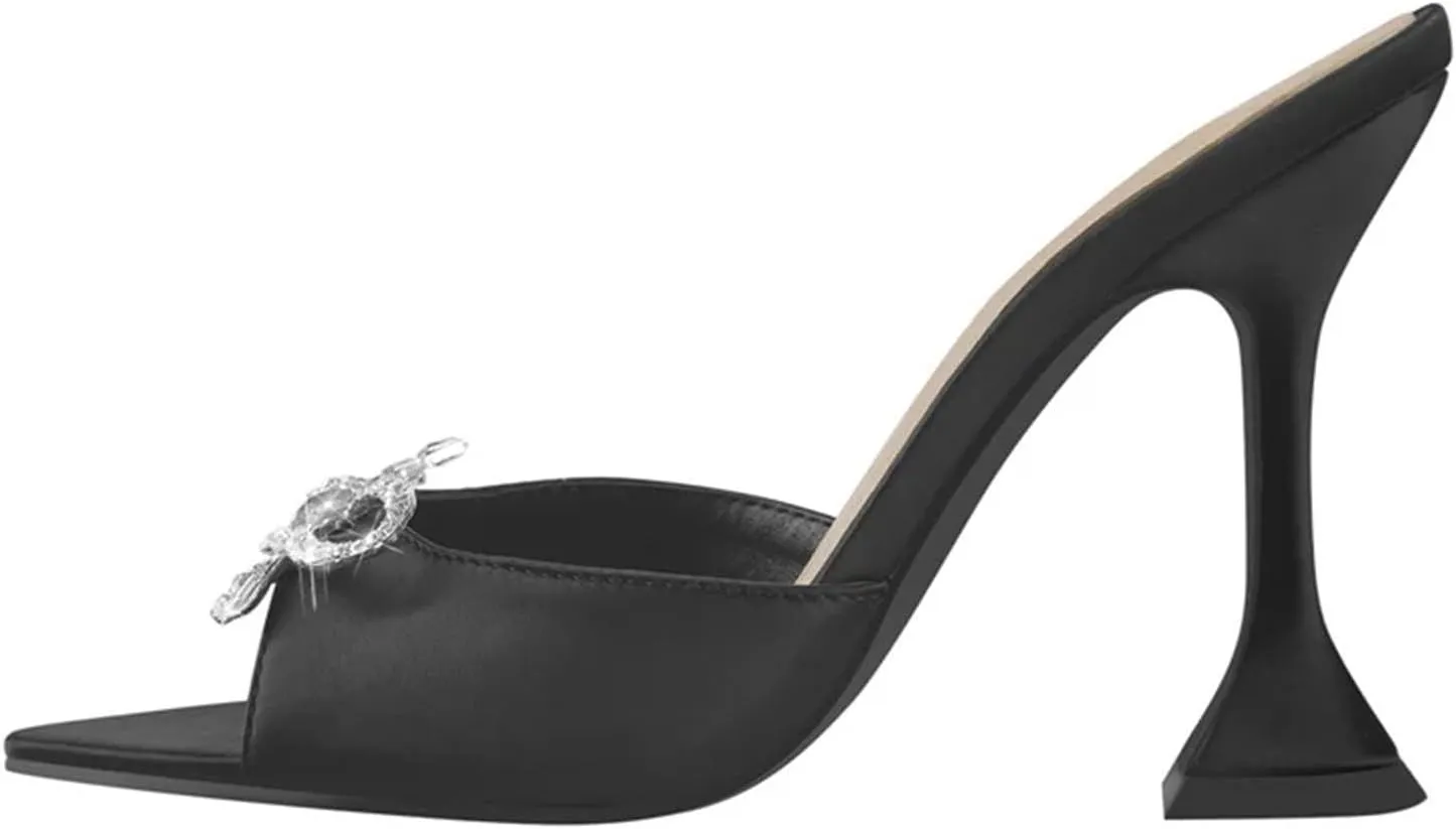 Women's Pointed Peep Toe Crystal Butterfly-Knot Sandals - Transparent Strange Style High Heels