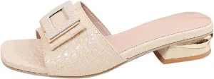 Women's Sandals Comfortable Low Chunky Heels Open Toe Flats Slide Sandals for Dressy Casual Daily Walking Wear Shoes