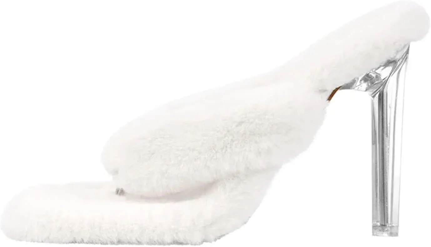 Women's Sherpa Flip Flops High Heel Sandals - Classic Fashion Lady Metal Heels