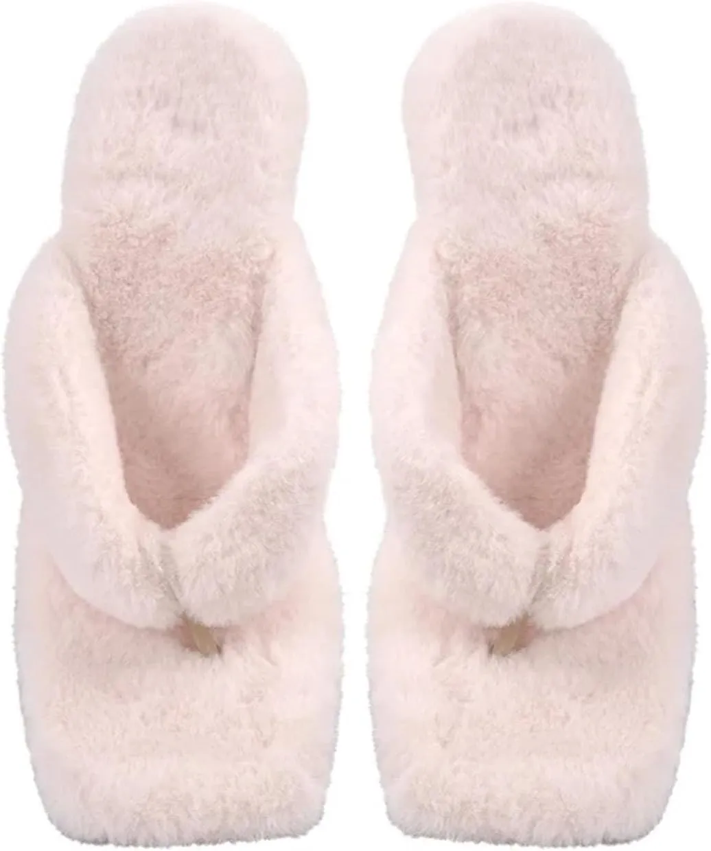 Women's Sherpa Flip Flops High Heel Sandals - Classic Fashion Lady Metal Heels