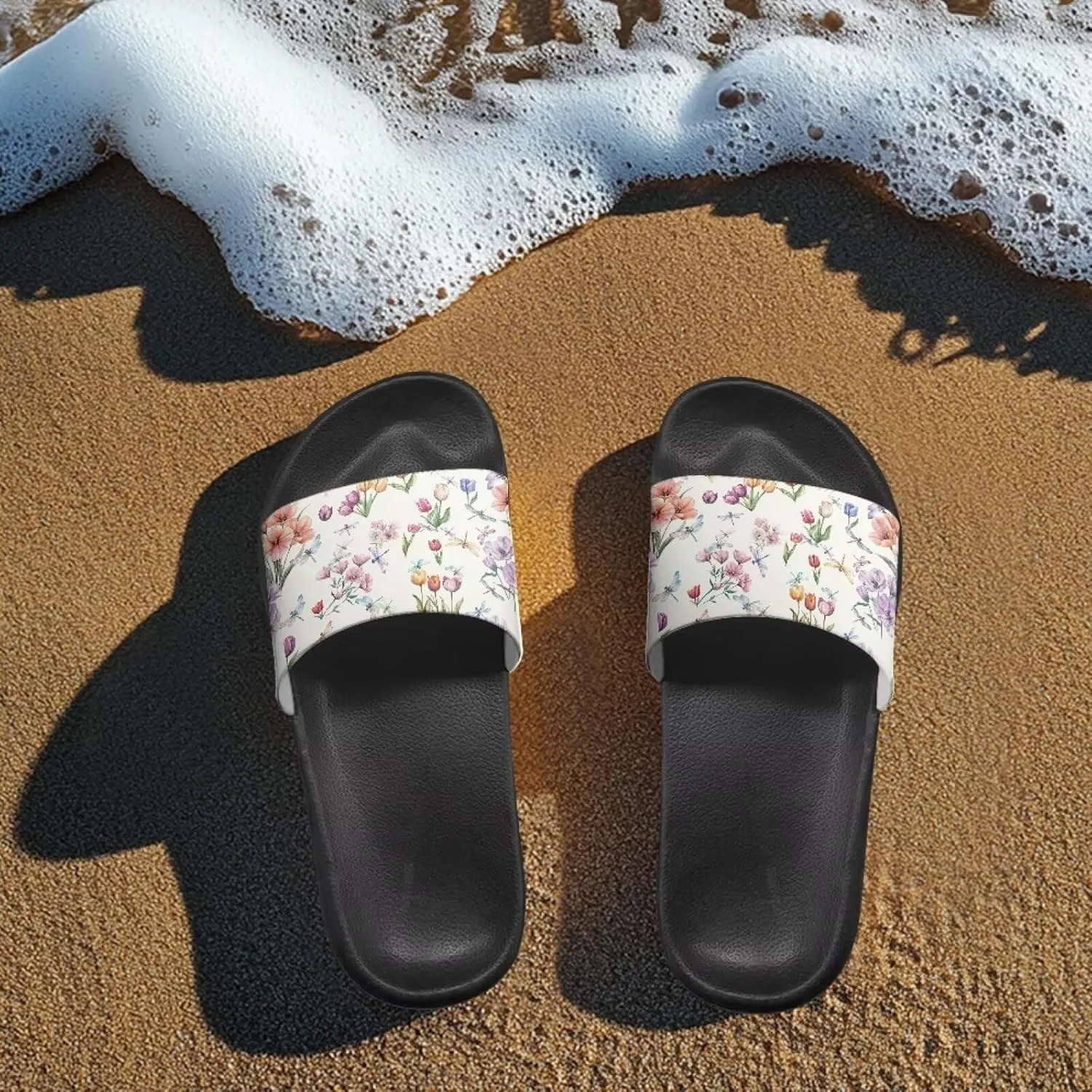 Womens Slide Sandal Lightweight Quick-dry Bathroom Shower Slippers Non Slip Open-toe EVA Slide Shoes Slippers for Bedroom House SizeUS 5-12.5