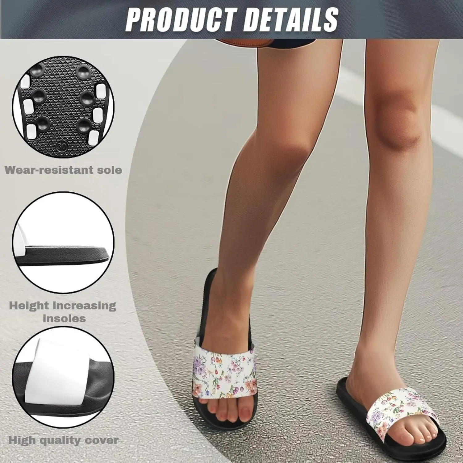 Womens Slide Sandal Lightweight Quick-dry Bathroom Shower Slippers Non Slip Open-toe EVA Slide Shoes Slippers for Bedroom House SizeUS 5-12.5