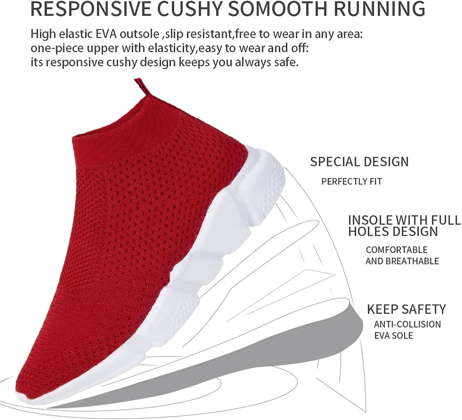 Women's Slip On Socks Sneakers Walking Shoes Running Tennis Athletic Gym Workout Non Slip Athletic Fashion Sneakers