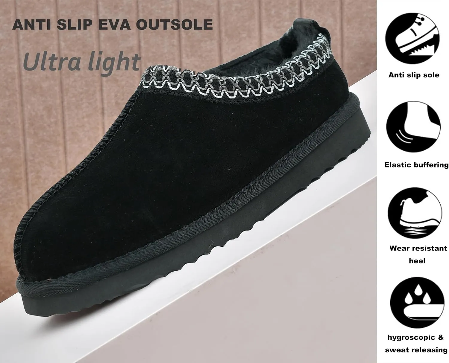 Women's Slippers Platform Mini Boots Faux Fur Warm Winter Mules Cozy Warm House Shoes Indoor and Outdoor