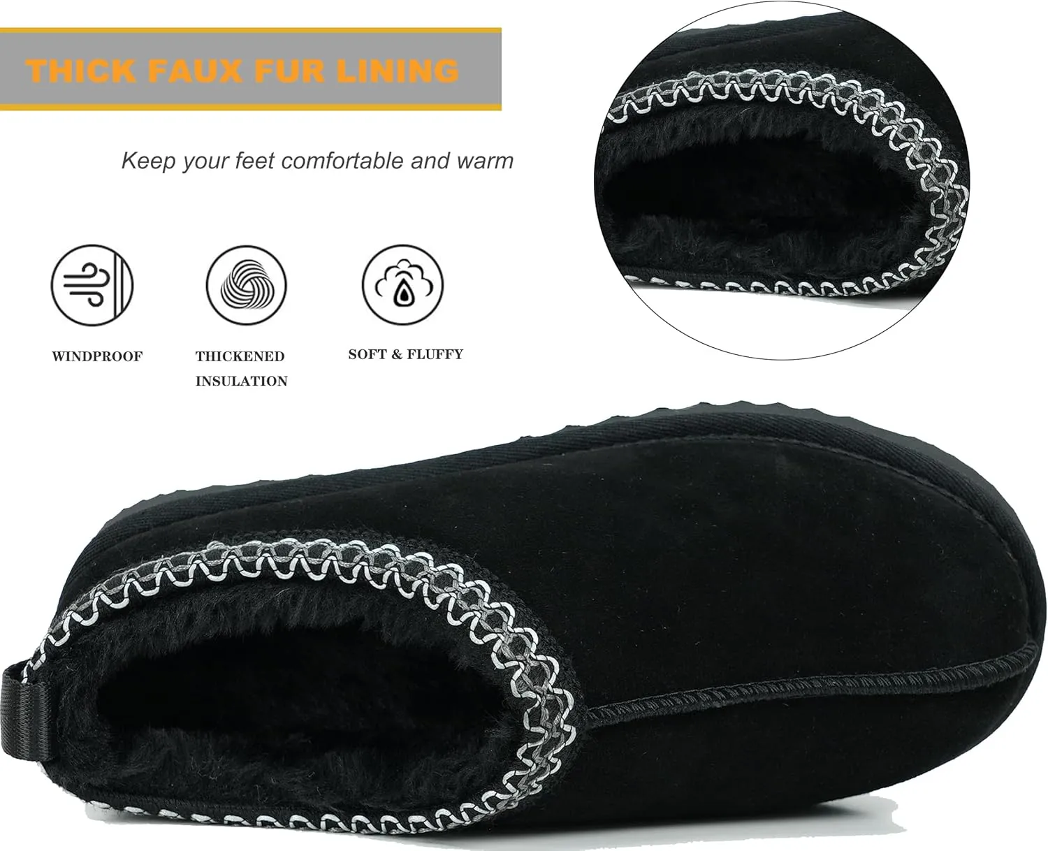 Women's Slippers Platform Mini Boots Faux Fur Warm Winter Mules Cozy Warm House Shoes Indoor and Outdoor