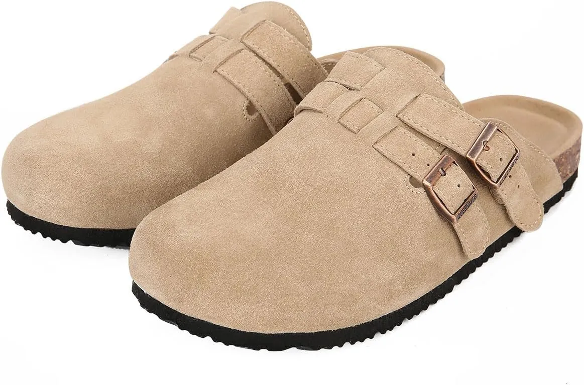 Women's Suede Clogs Slingback Mules for Women Clogs with Strap for Women Cork Footbed Sandals