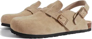 Women's Suede Clogs Slingback Mules for Women Clogs with Strap for Women Cork Footbed Sandals