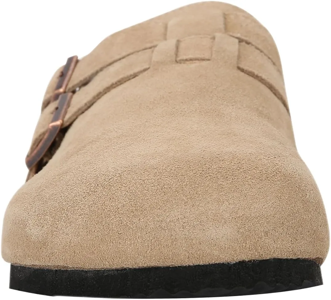 Women's Suede Clogs Slingback Mules for Women Clogs with Strap for Women Cork Footbed Sandals
