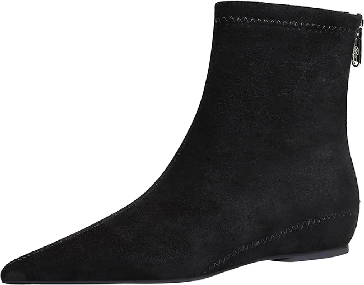 Women's Suede Flat Ankle Boots with Back Zipper Retro Comfortable Pointed Toe Internal Height Increase Wedge Short Bootie Fall Winter Daily Casual Dress Boots