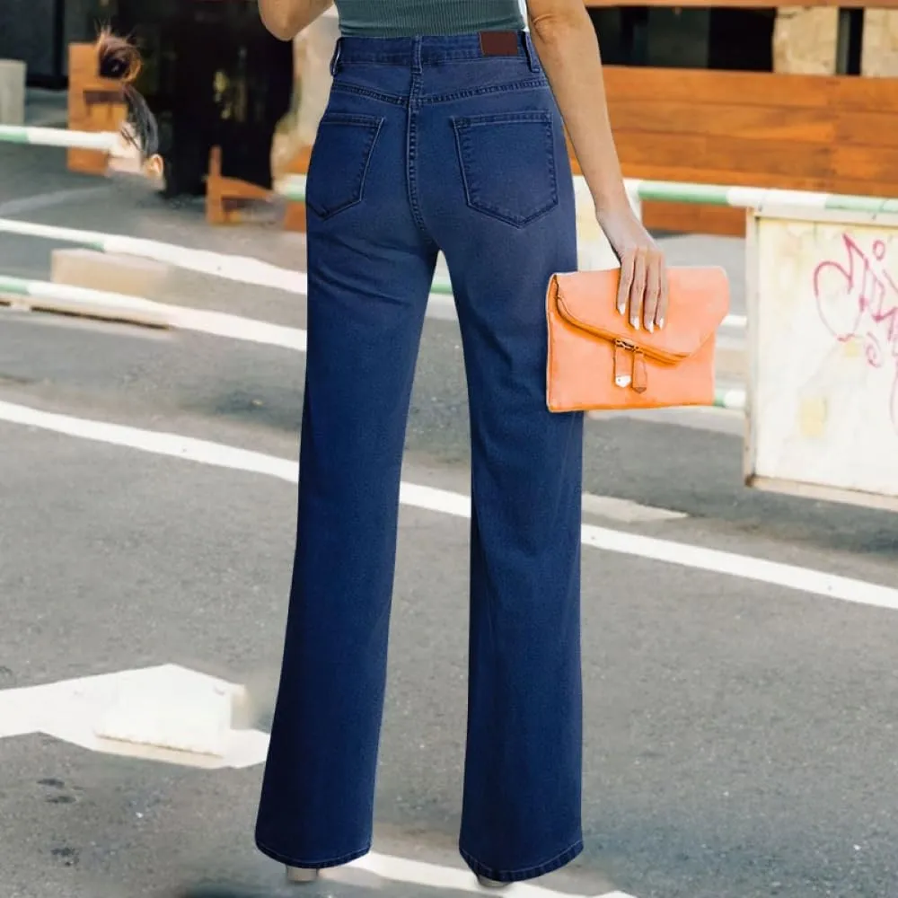 Womens Wide Leg Jeans High Waisted Straight Leg Stretchy Baggy Trendy Casual Denim Pants with Pockets