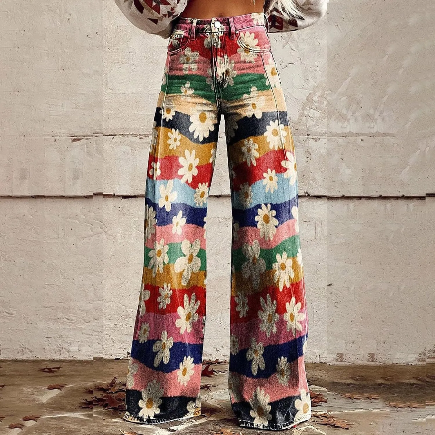 Work Fast Flower Print Casual Wide Leg Pants Pants for Women Casual Fall Pants for Women Work Casual