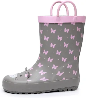 WTW Toddler and Kids Rain Boots Unisex-Child Waterproof Rubber Rain Boots with Easy-On Handles in Fun Patterns for Girls and Boys (Toddler/Little Kid/Big Kid)