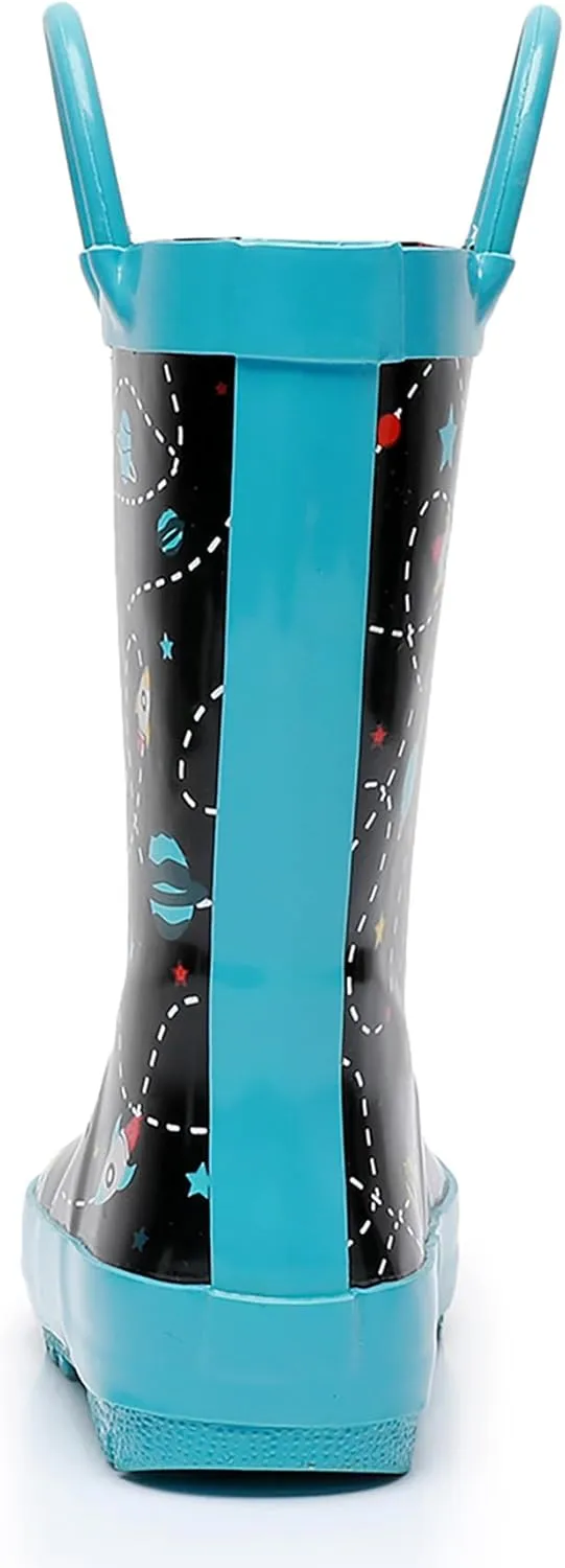 WTW Toddler and Kids Rain Boots Unisex-Child Waterproof Rubber Rain Boots with Easy-On Handles in Fun Patterns for Girls and Boys (Toddler/Little Kid/Big Kid)