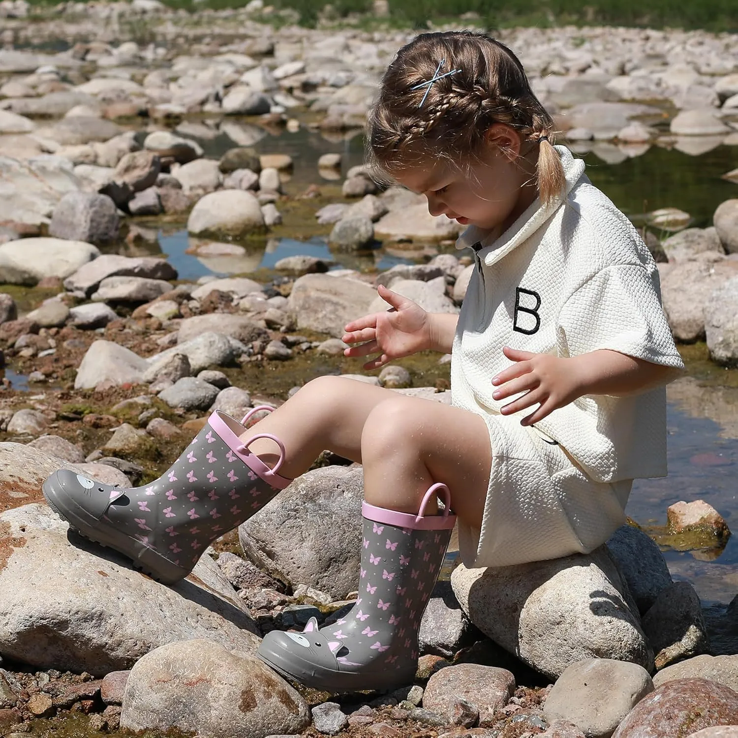 WTW Toddler and Kids Rain Boots Unisex-Child Waterproof Rubber Rain Boots with Easy-On Handles in Fun Patterns for Girls and Boys (Toddler/Little Kid/Big Kid)