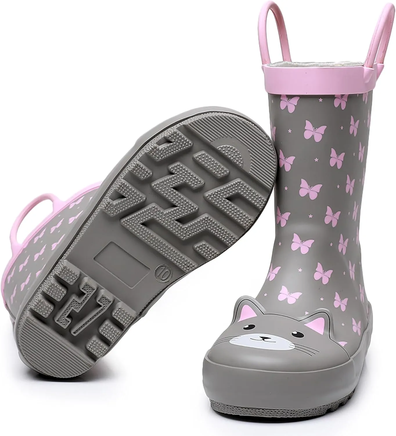 WTW Toddler and Kids Rain Boots Unisex-Child Waterproof Rubber Rain Boots with Easy-On Handles in Fun Patterns for Girls and Boys (Toddler/Little Kid/Big Kid)