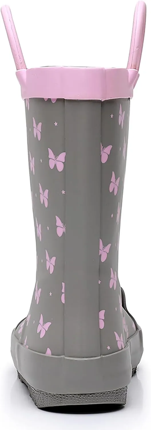 WTW Toddler and Kids Rain Boots Unisex-Child Waterproof Rubber Rain Boots with Easy-On Handles in Fun Patterns for Girls and Boys (Toddler/Little Kid/Big Kid)