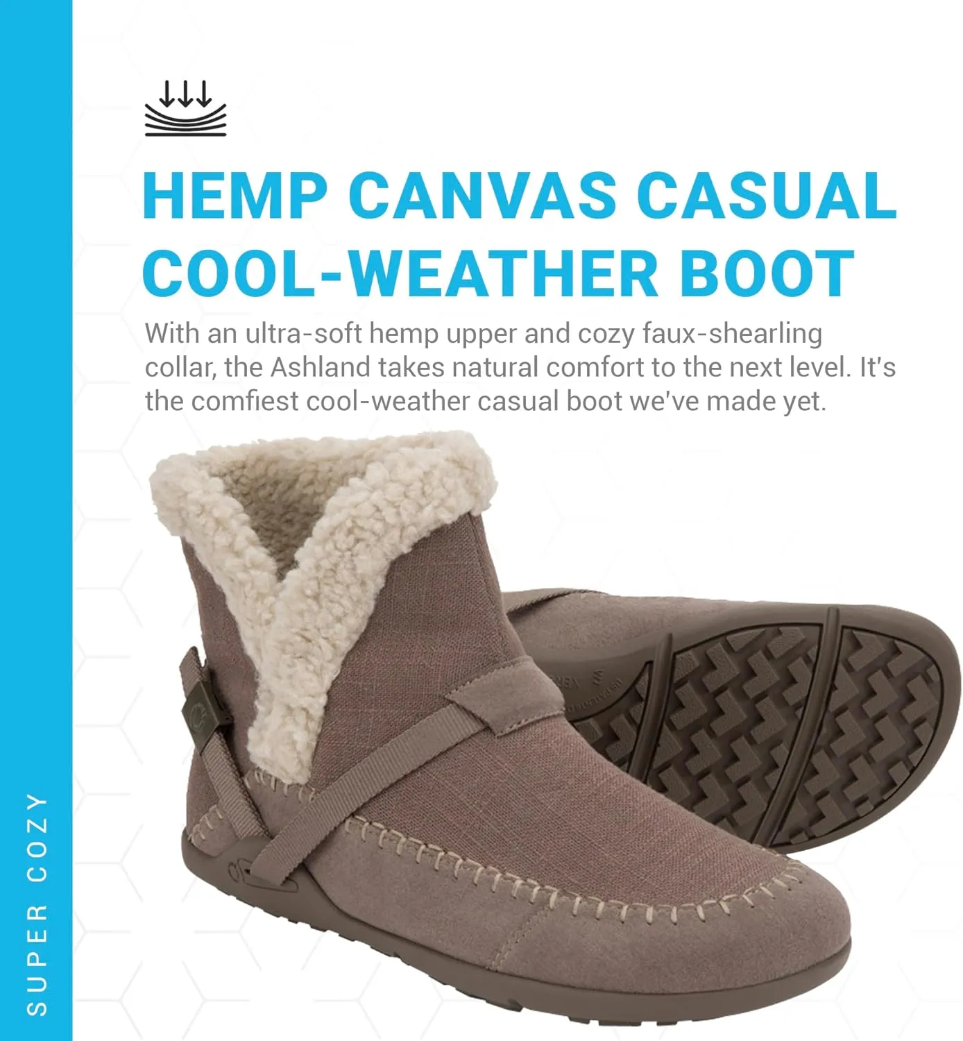 Xero Shoes Ashland Women’s Fall Boots, Vegan Casual Boots with a Soft Hemp Upper and a Cozy Faux Shearling Collar