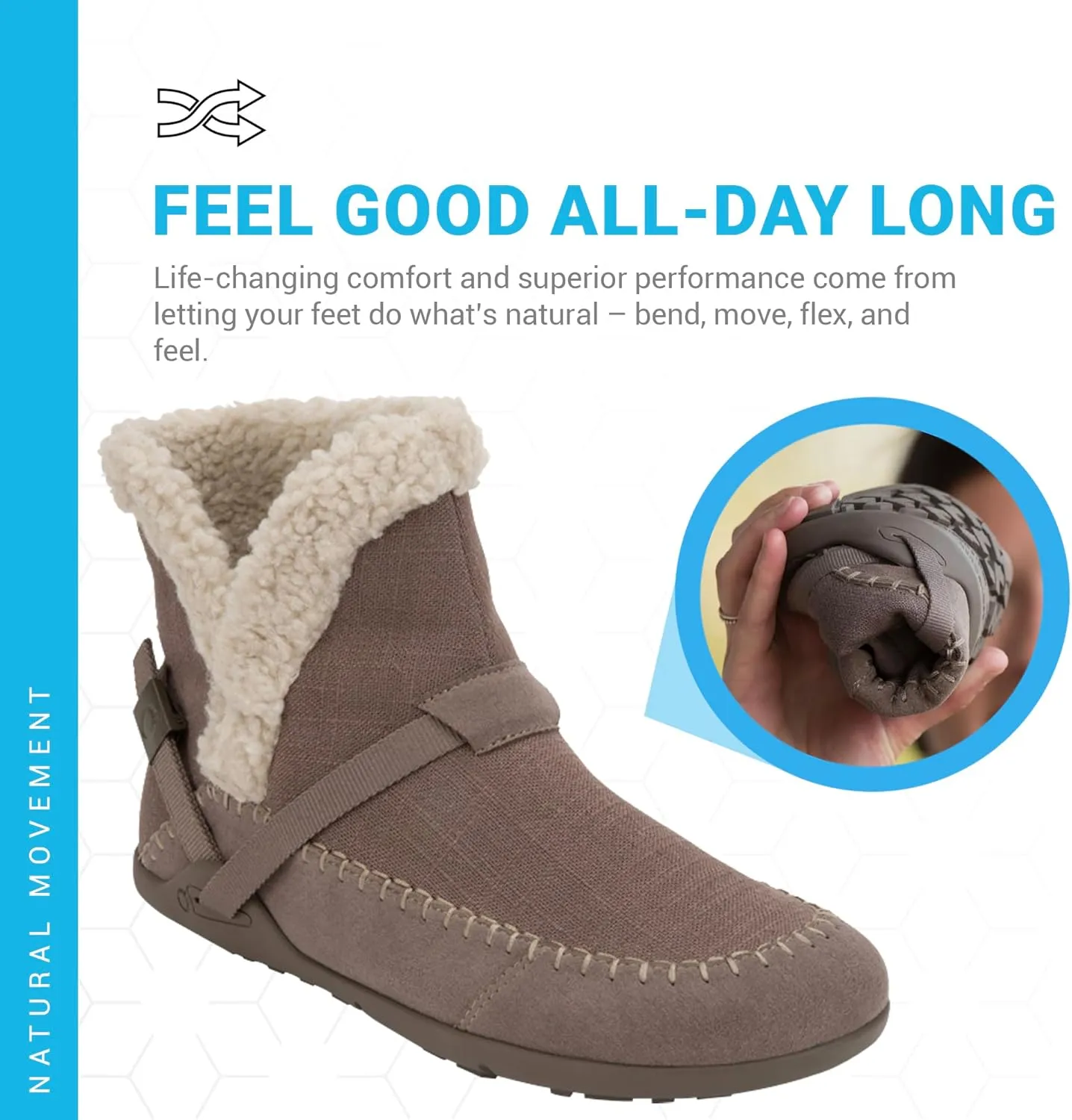 Xero Shoes Ashland Women’s Fall Boots, Vegan Casual Boots with a Soft Hemp Upper and a Cozy Faux Shearling Collar
