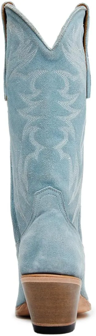 YDN Women's Cowboy Boots Comfortable Pull On Western Booties Pointed Toe Chunky Block Heels Cowgirl Mid Calf Boots Girls Ladies Retro Shoes Size 4-16 US