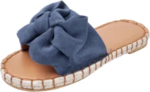 YYW Slides for Women Flat Slide Sandals Slip On Open Toe Sandals Casual Style with Bowknot Ornament for Summer Outdoor Indoor