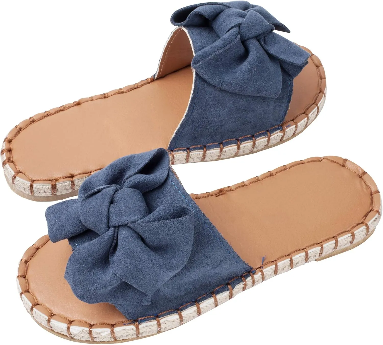 YYW Slides for Women Flat Slide Sandals Slip On Open Toe Sandals Casual Style with Bowknot Ornament for Summer Outdoor Indoor