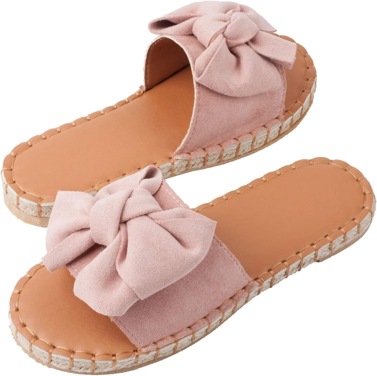 YYW Slides for Women Flat Slide Sandals Slip On Open Toe Sandals Casual Style with Bowknot Ornament for Summer Outdoor Indoor