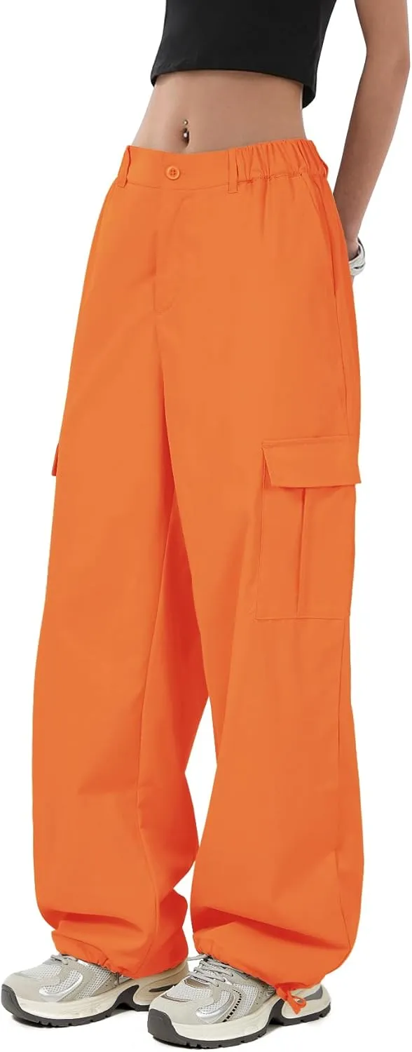 Zando Cargo Pants Women Y2K Baggy Cargo Pants Parachute Pants Trendy Stretchy High Waist Wide Leg Trousers with Pockets