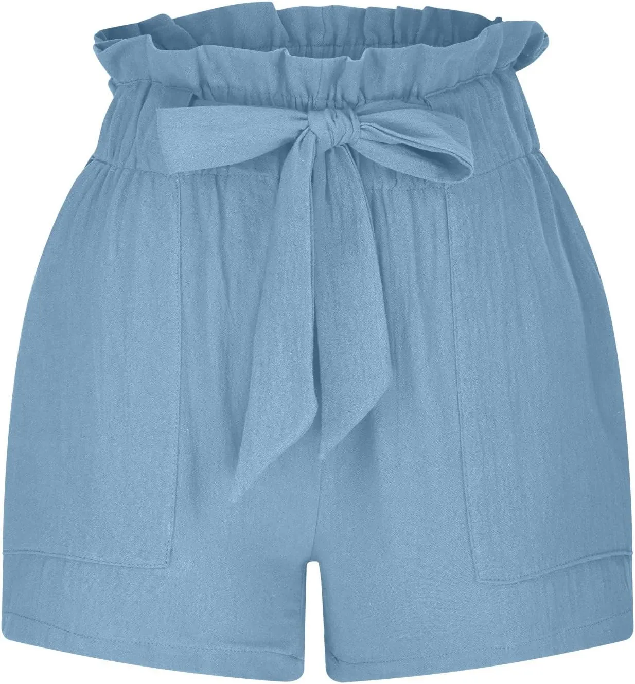 ZDRZK High Waist Paperbag Shorts for Women 2023 Casual Wide Leg Summer Cotton Linen Shorts with Pockets Trendy 2023